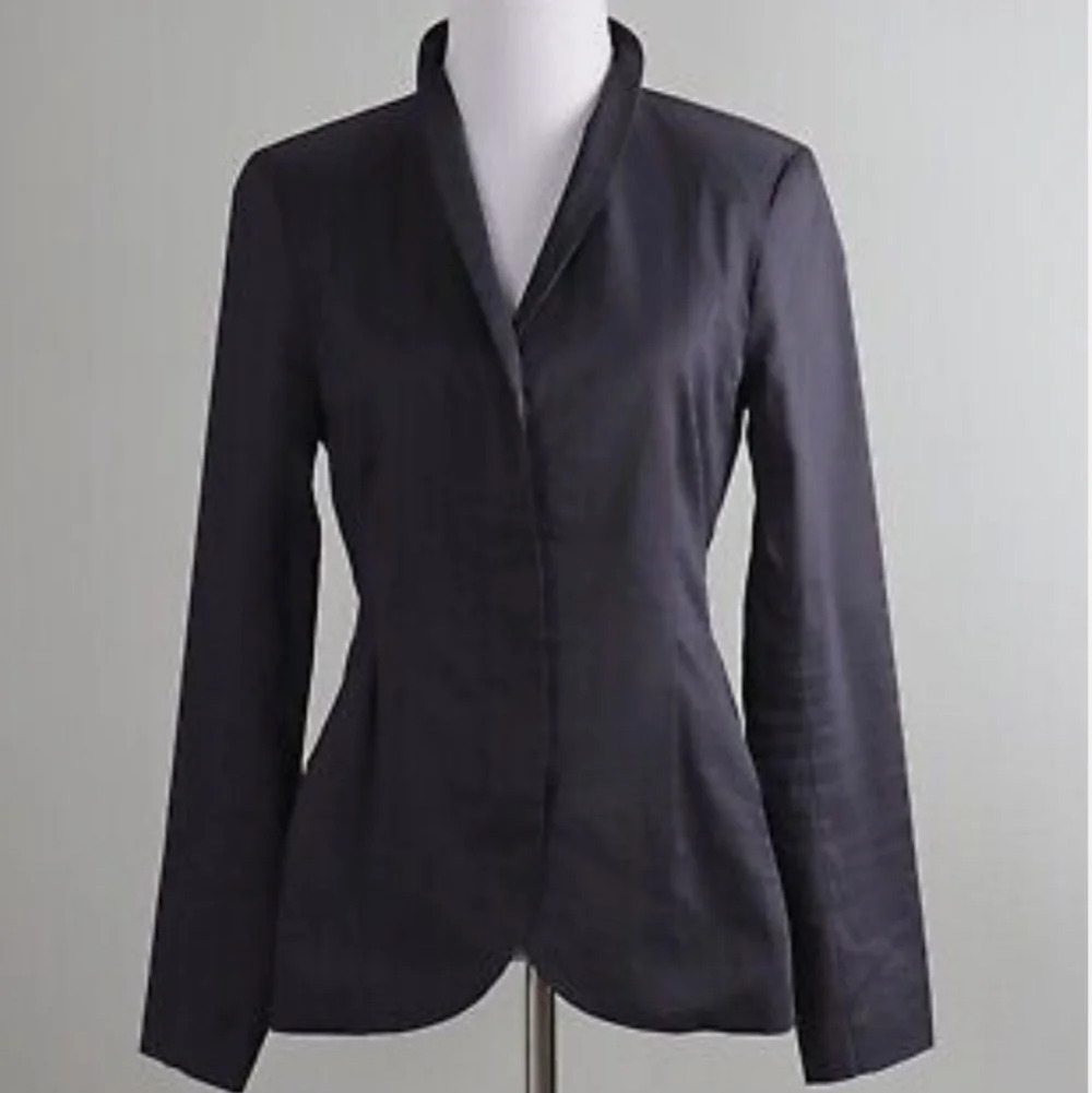 Eileen Fisher Ramie Pleated Zip Up Blazer Jacket Black Peplum Back Size XS - Picture 5 of 15